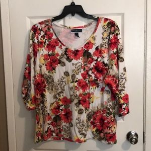 Karen Scott Floral 3/4 Sleeve Blouse